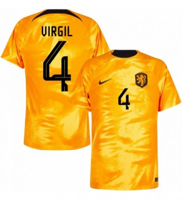 Holandia Virgil van Dijk #4 Koszulka Podstawowych MŚ 2022 Krótki Rękaw